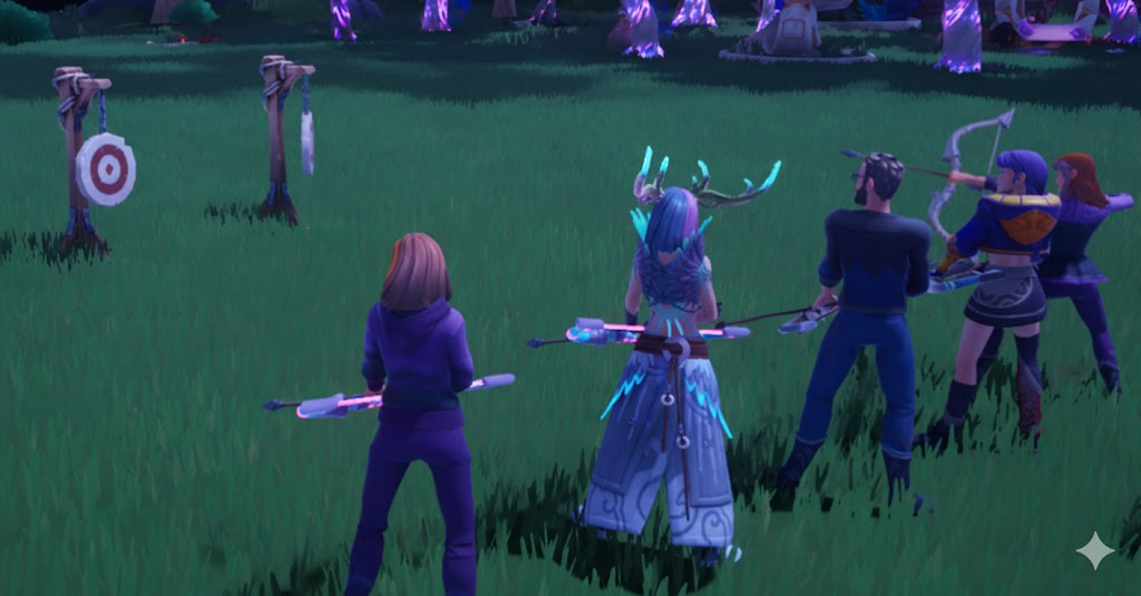 Artwork featuring group archery