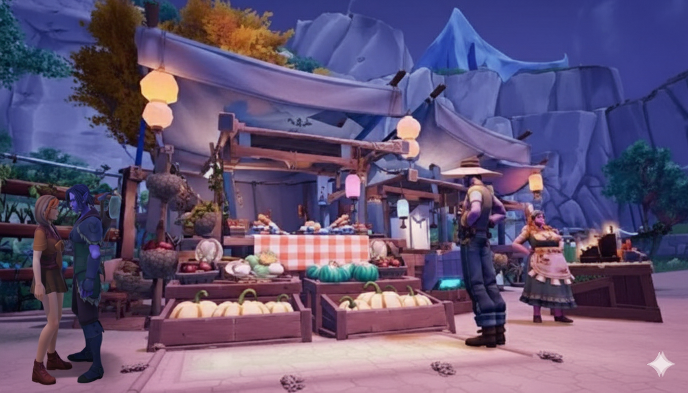 Artwork featuring market stall